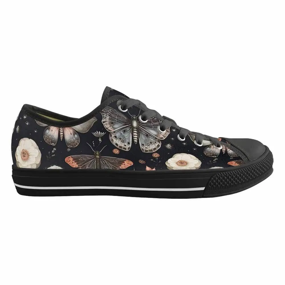 Moth And Butterfly Print Canvas Shoes