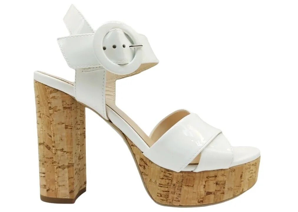 NeroGiardini White Leather Wedge Sandal