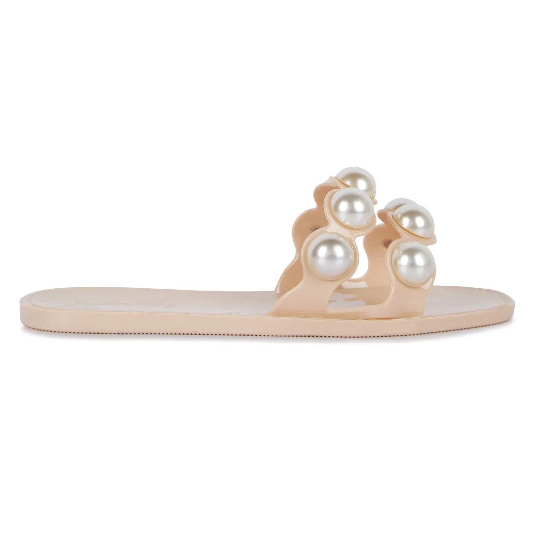 Nude Pearl Detail Jelly Flats