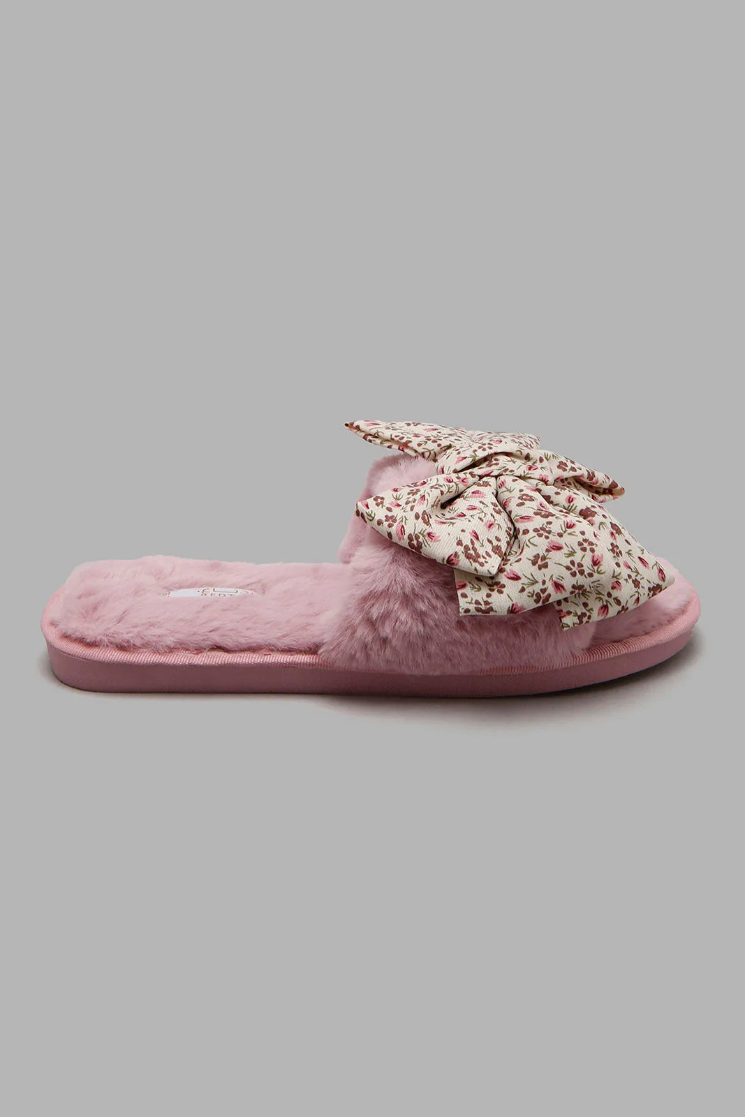 Pink Bow Trim Slipper