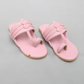 Pink Braided Kolhapuri Flats