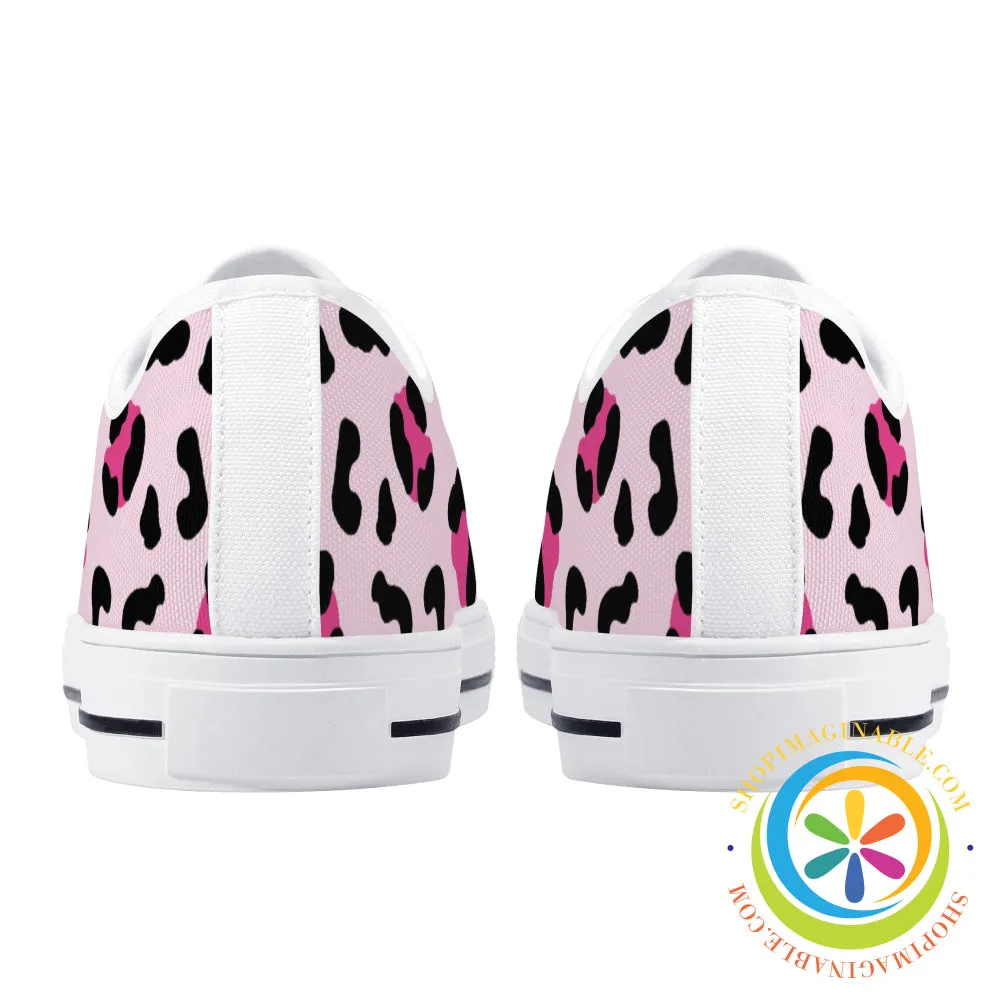 Pink Cheetah Ladies Low Top Canvas Shoes