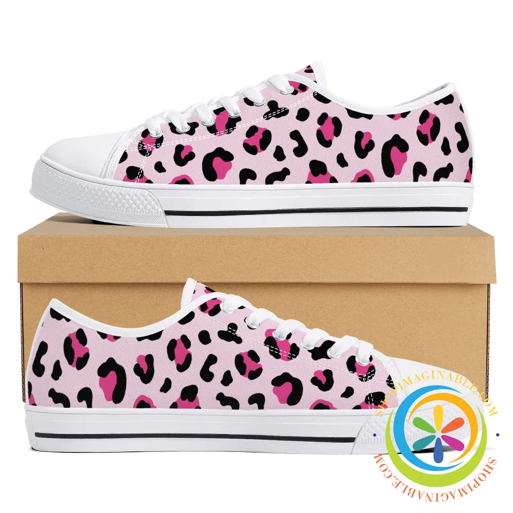 Pink Cheetah Ladies Low Top Canvas Shoes