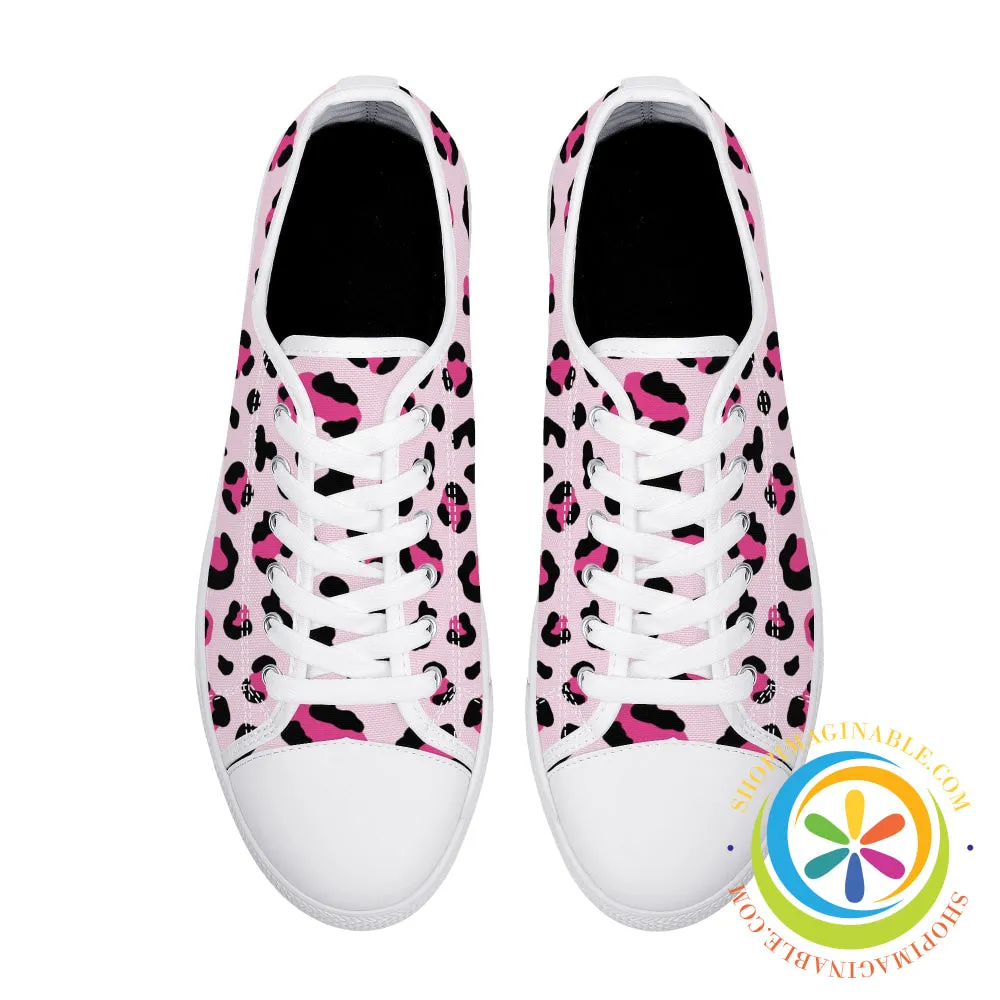 Pink Cheetah Ladies Low Top Canvas Shoes