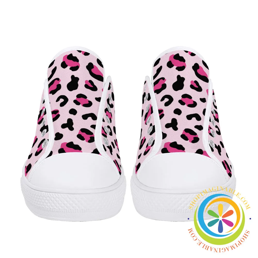 Pink Cheetah Ladies Low Top Canvas Shoes