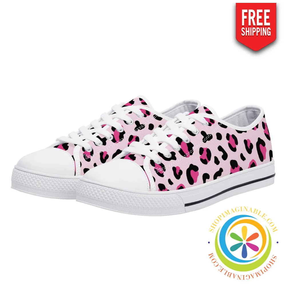 Pink Cheetah Ladies Low Top Canvas Shoes