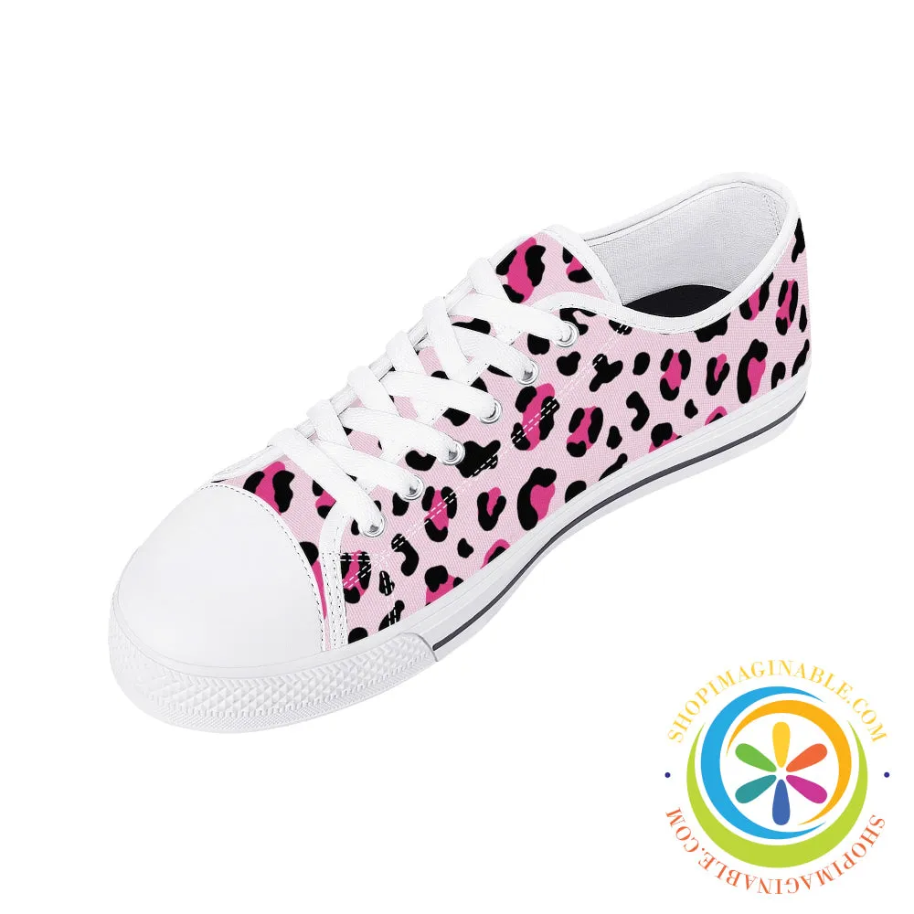 Pink Cheetah Ladies Low Top Canvas Shoes