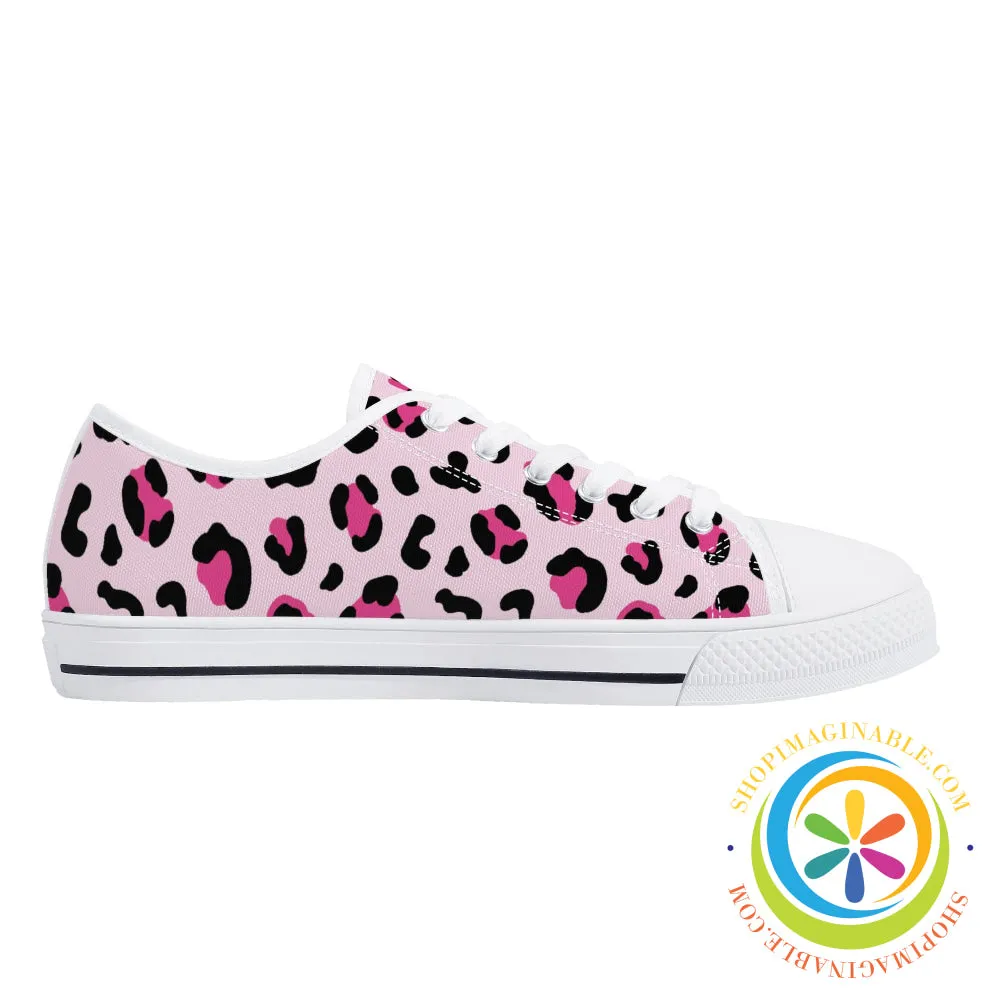 Pink Cheetah Ladies Low Top Canvas Shoes