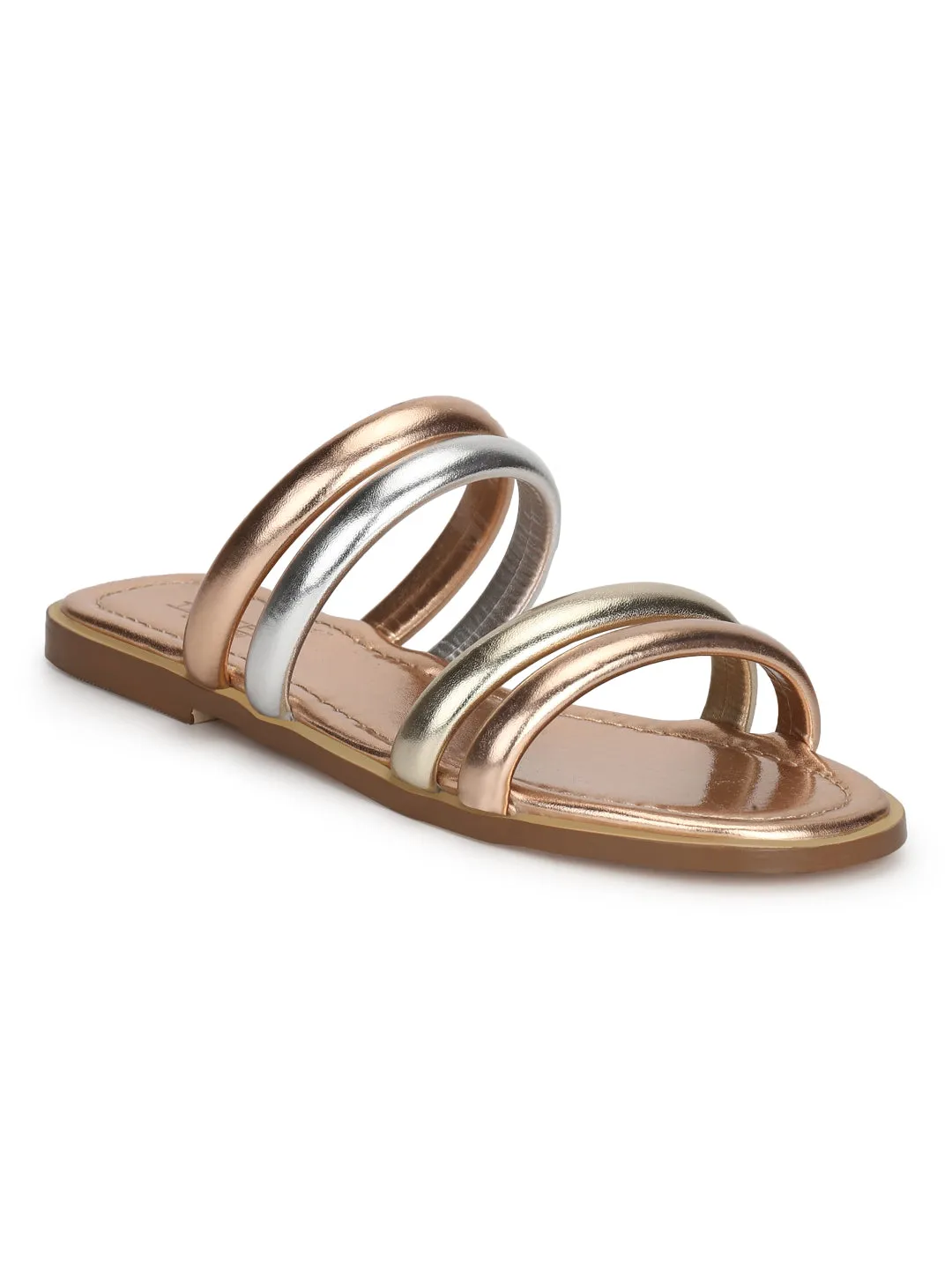 Rose Gold Micro Strap Slip-On Flats