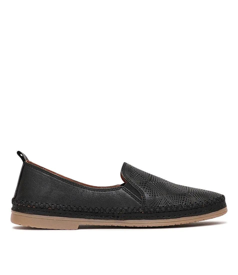 Siddle Black Leather Flats