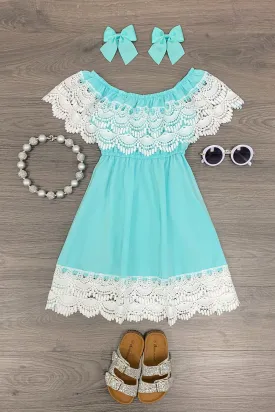 Sky Blue & Lace Dress