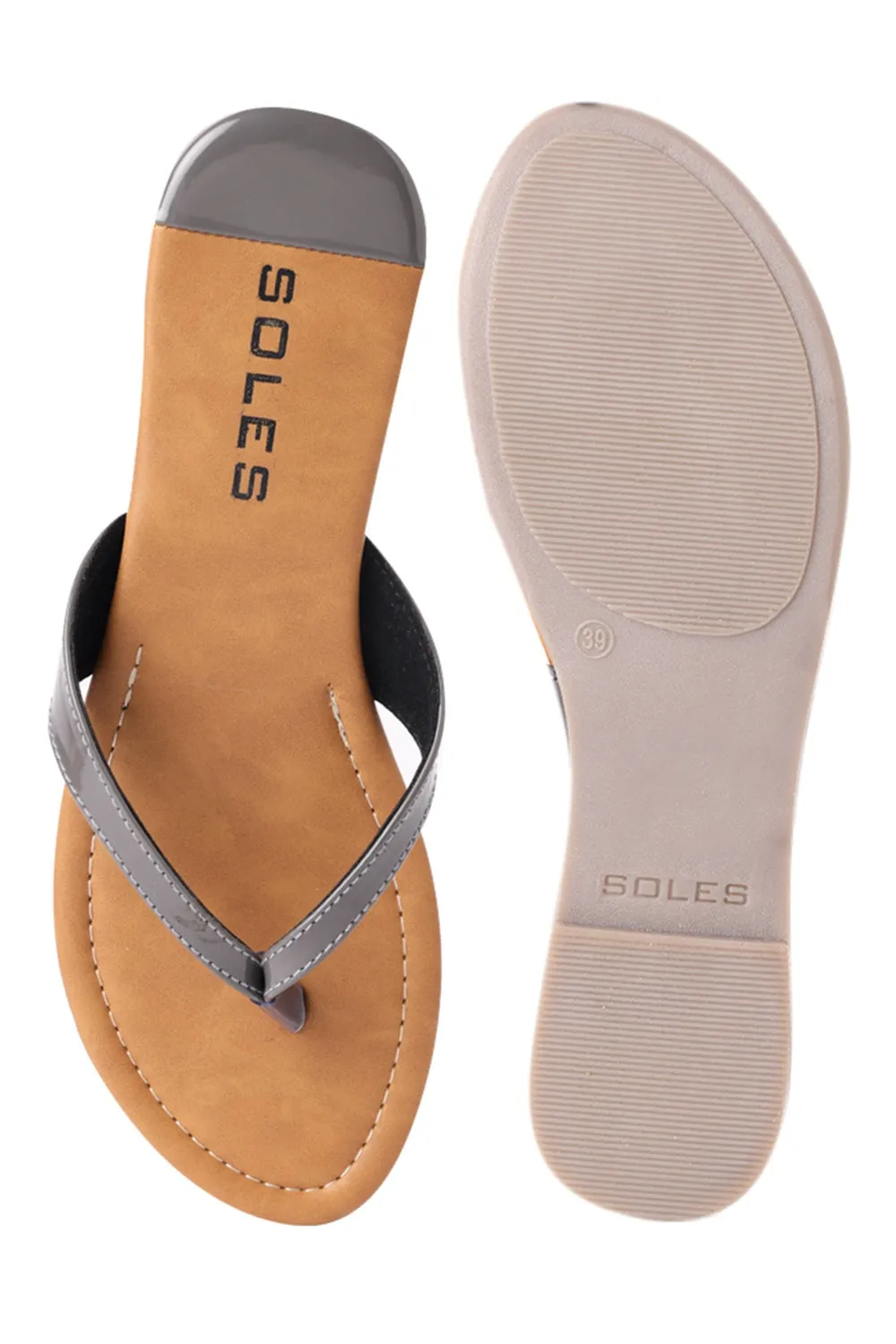 SOLES Trendy Grey Flat Sandals