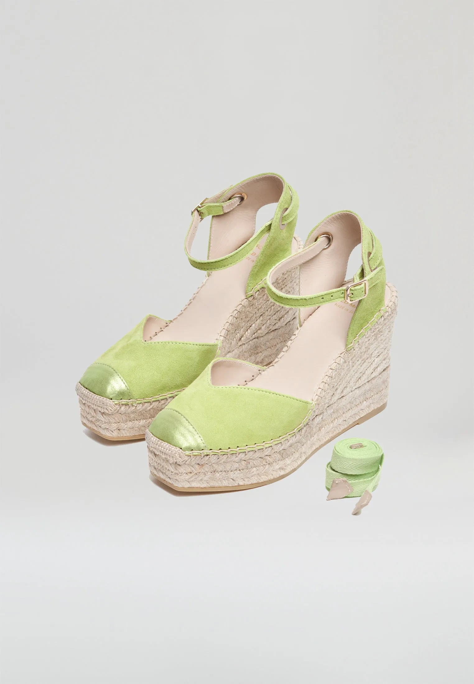 Square Toe Wedges - Lime Suede