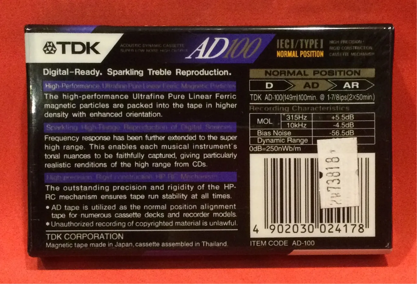 TDK AD100 - BLANK CASSETTE - BRAND NEW