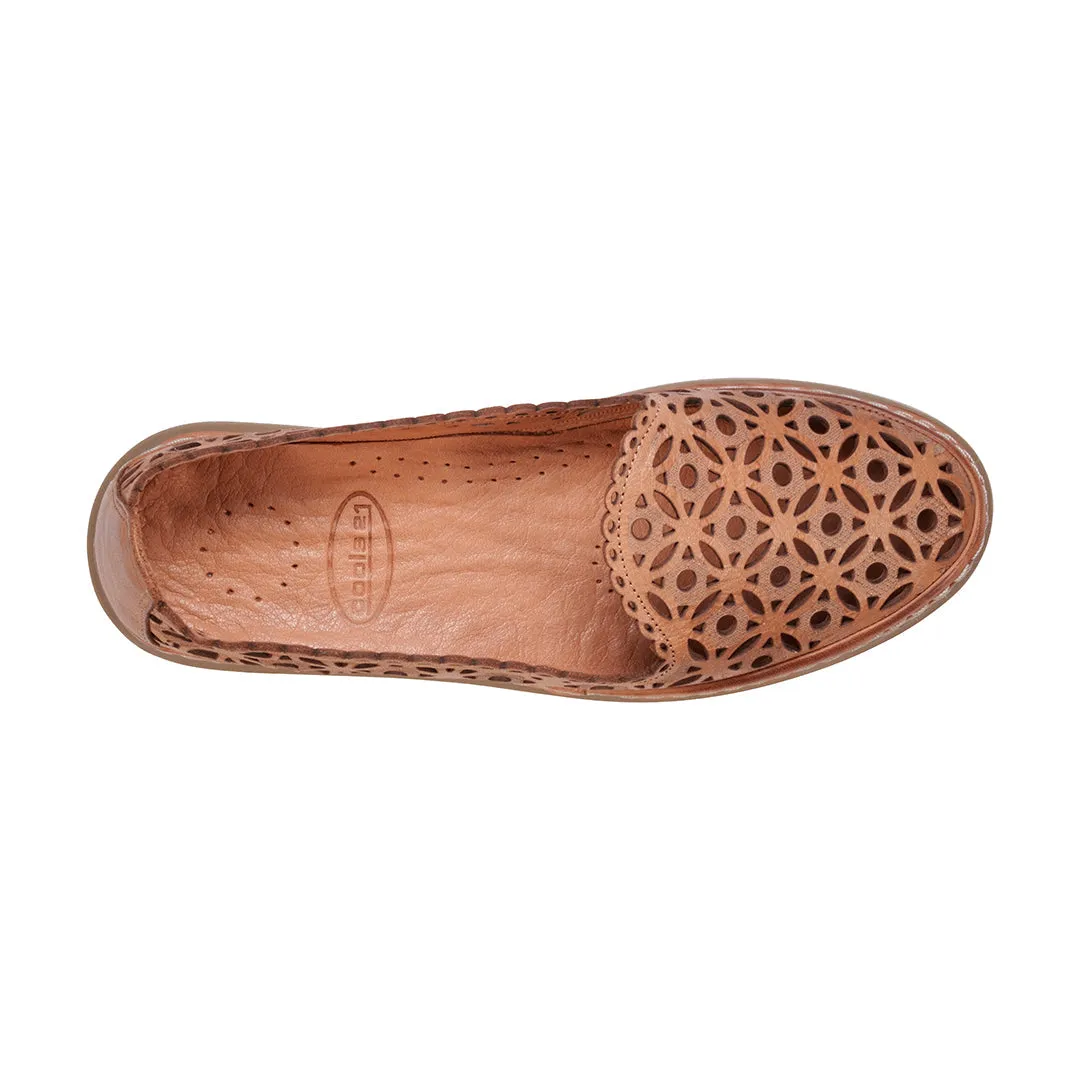 Tumi Tan Perforated Leather Flats