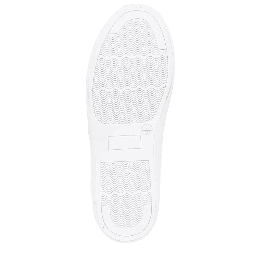 White Croc Pu Flat Shoes