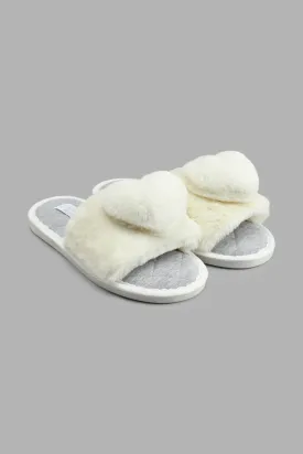 White Heart Trim Slipper