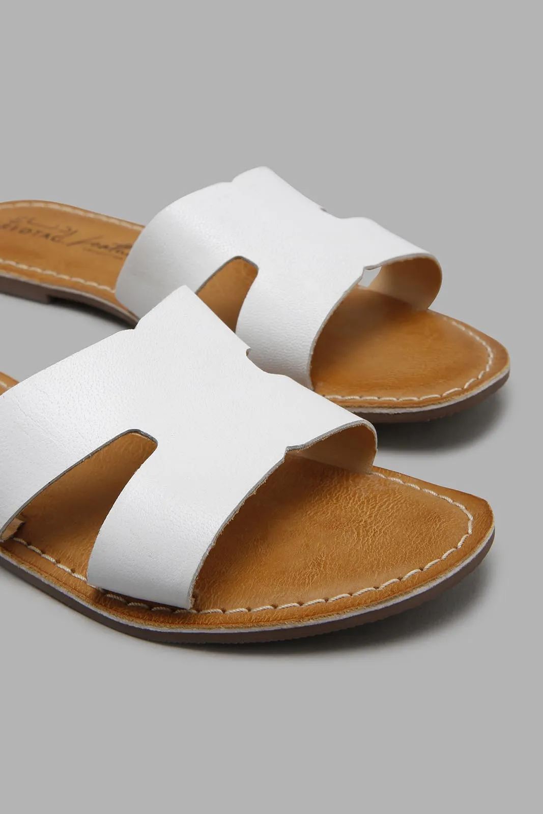 White Leather Mule