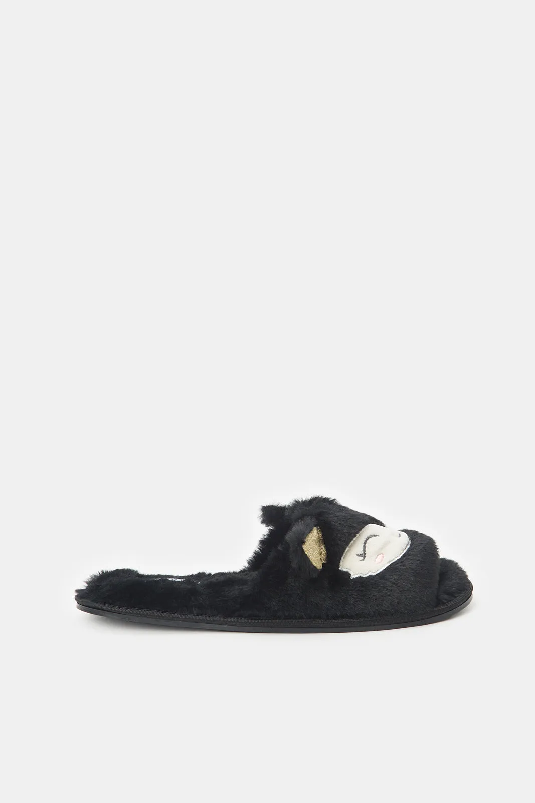 Women Black Animal Face Slipper