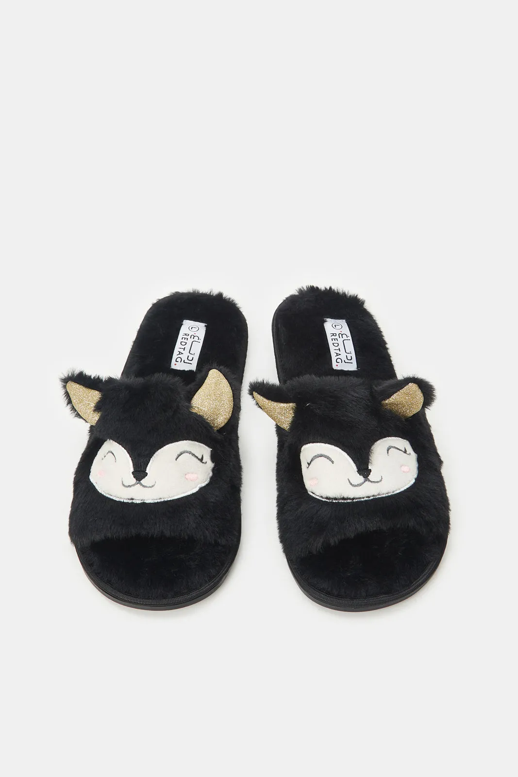 Women Black Animal Face Slipper