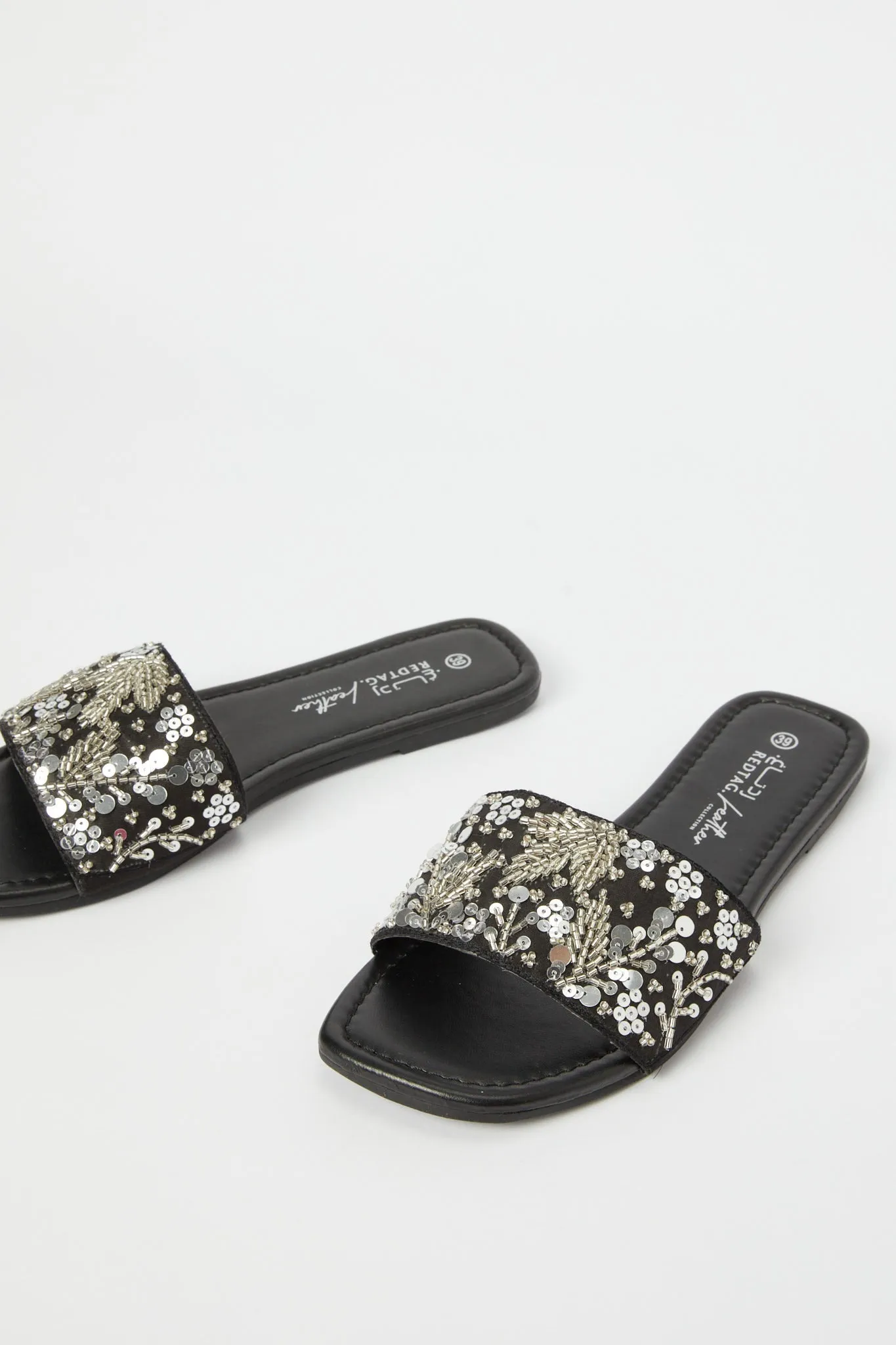 Women Black Embellished Mule