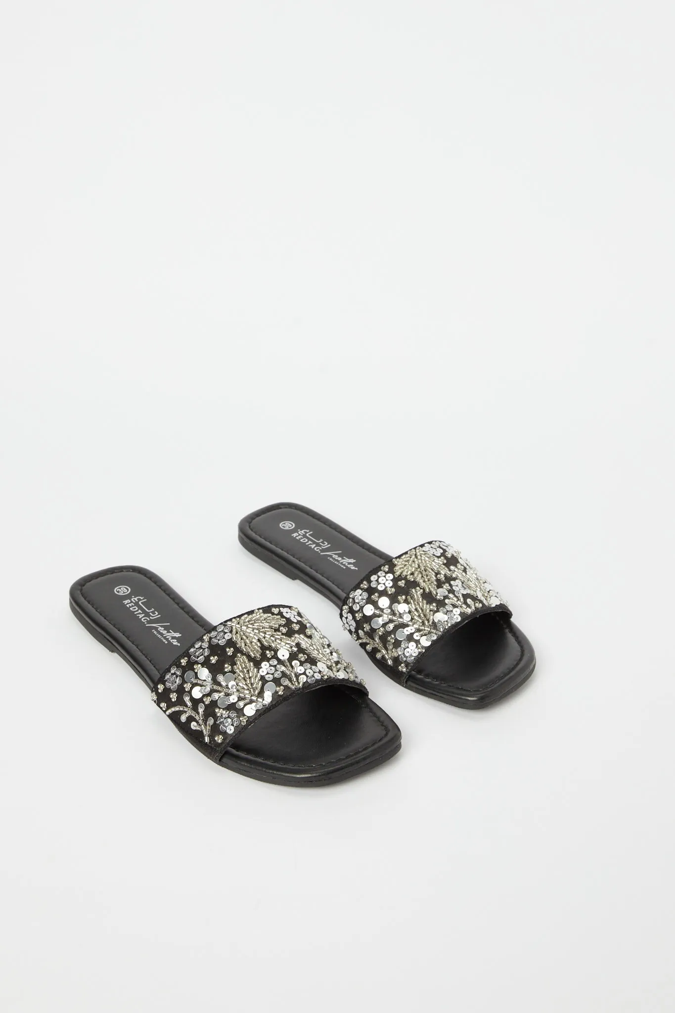 Women Black Embellished Mule