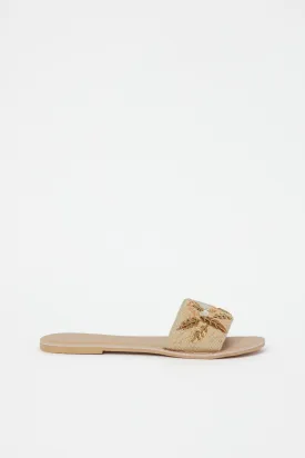 Women Brown Embroidered Mule