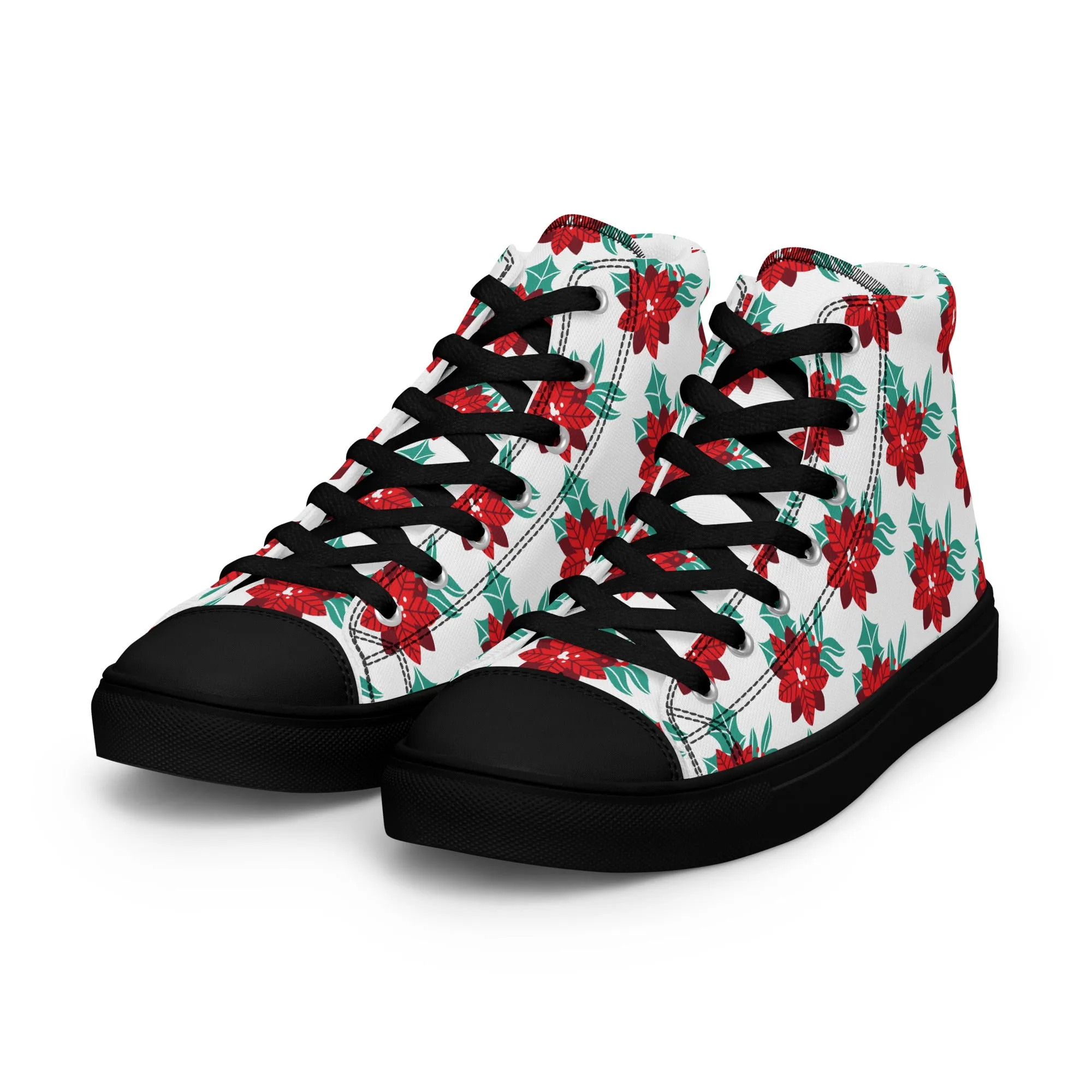 Women Christmas High Top Canvas Shoes (Glamourange Holiday Magic Canvas Shoes For Women - 003)