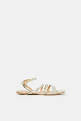 Women Gold And Silver Strappy Sandal