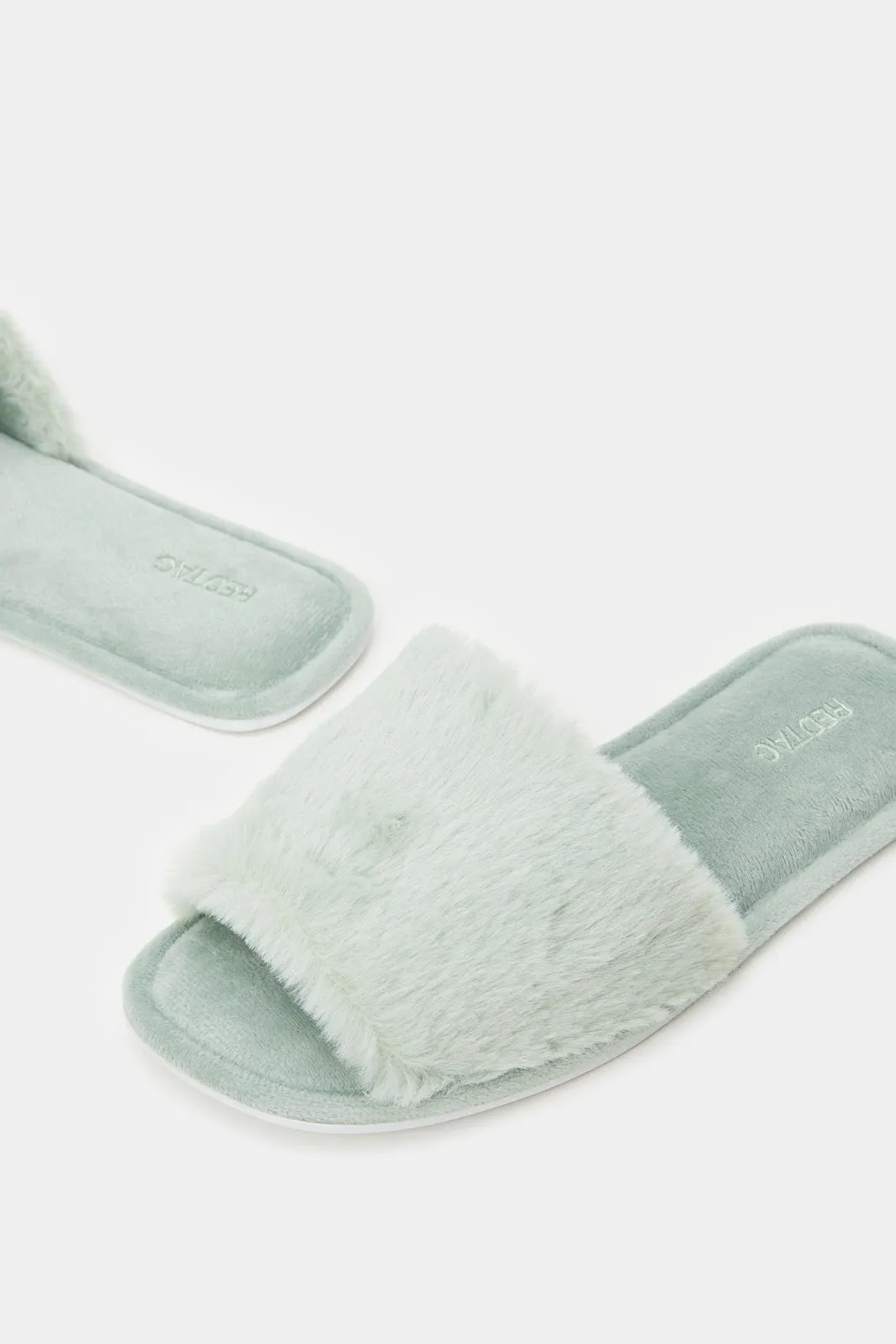 Women Green Textured Classic Slipper