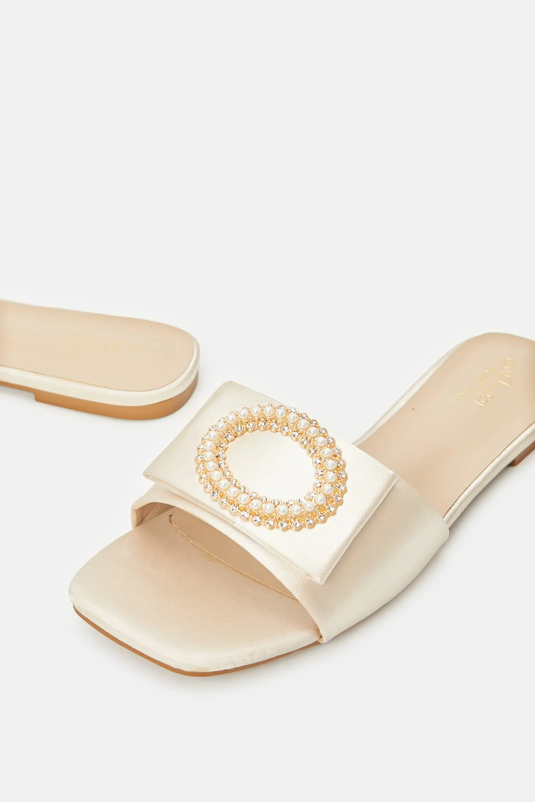 Women Ivory Satin Sandals