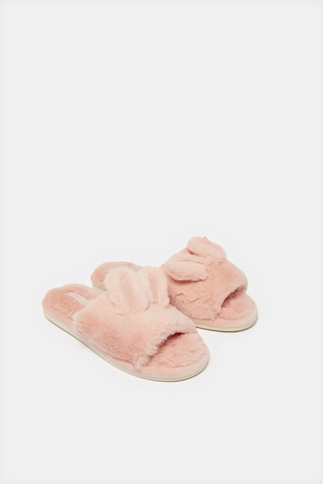 Women Pink Bunny Ears Slipper