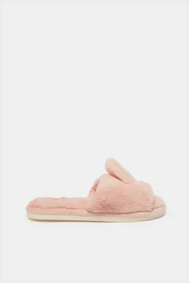 Women Pink Bunny Ears Slipper