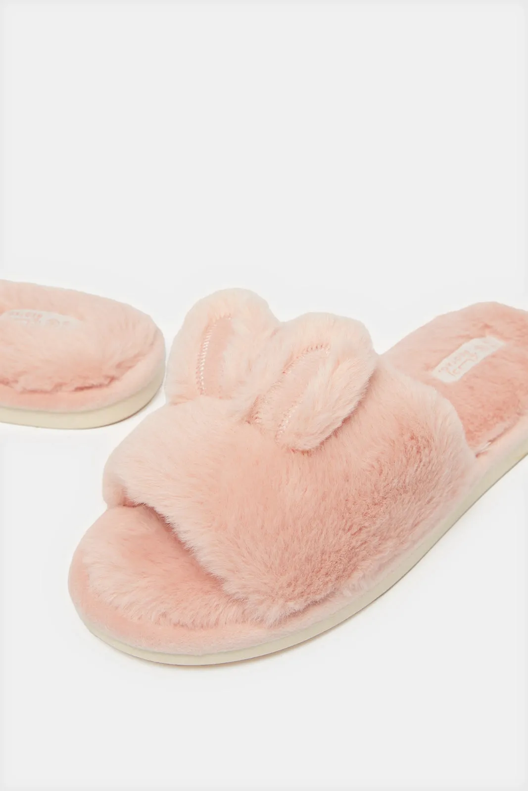 Women Pink Bunny Ears Slipper