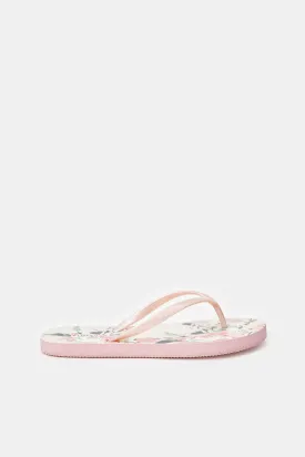 Women Pink Floral Flip Flop