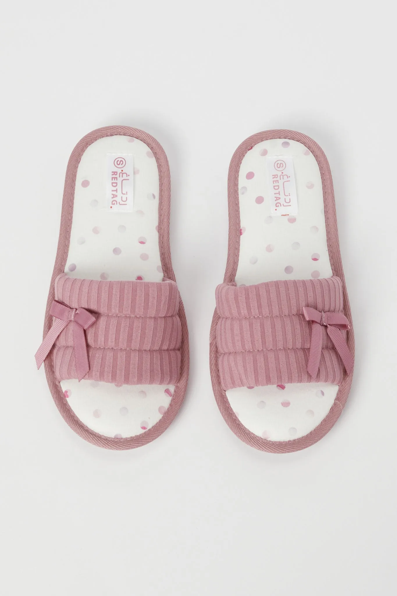 Women Pink Print Slipper With Bow