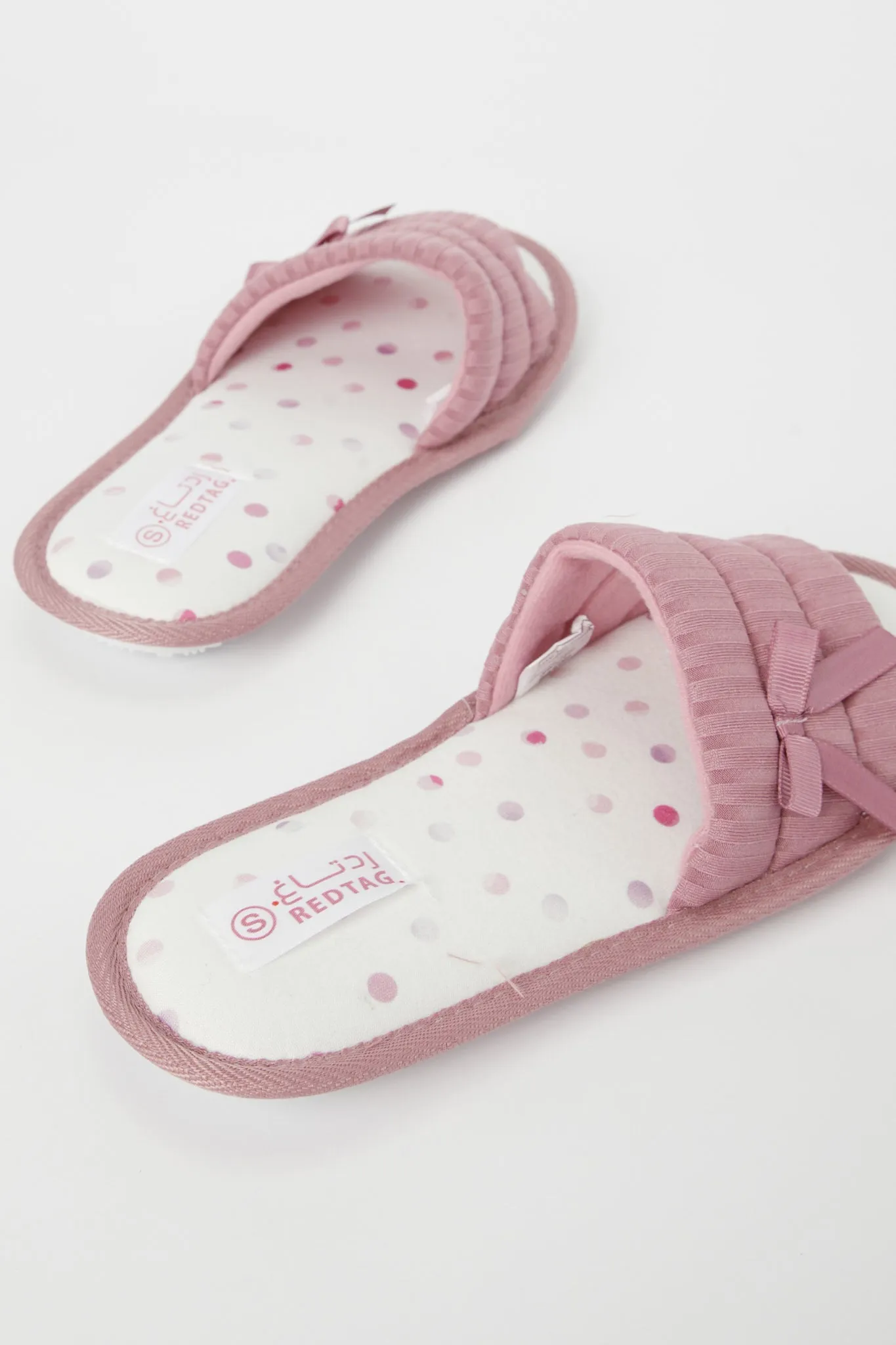 Women Pink Print Slipper With Bow