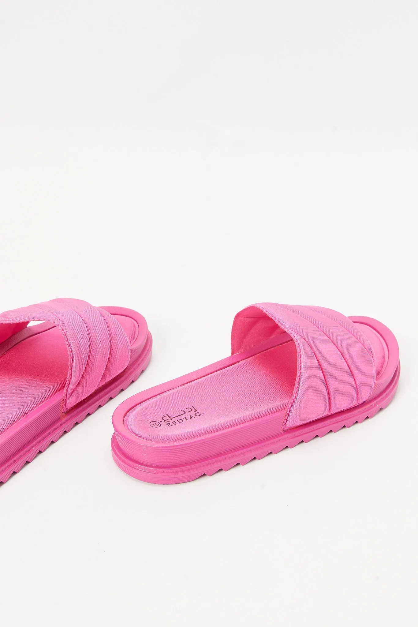 Women Pink Textured Slides