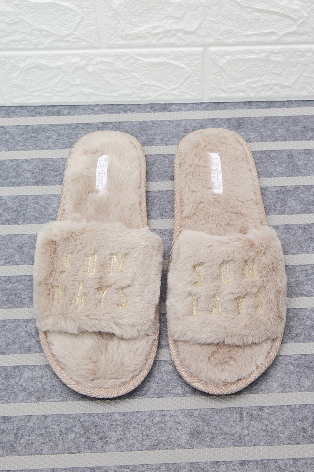 Women Taupe Embroidered Slipper