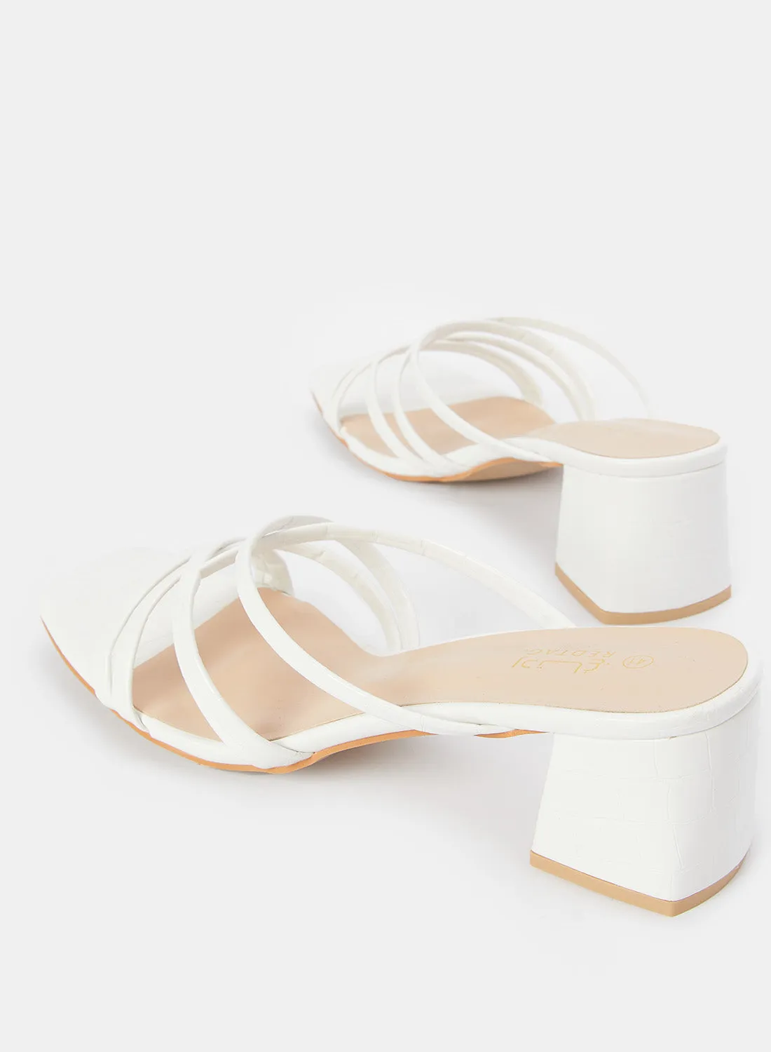 Women White Strappy Textured Mule