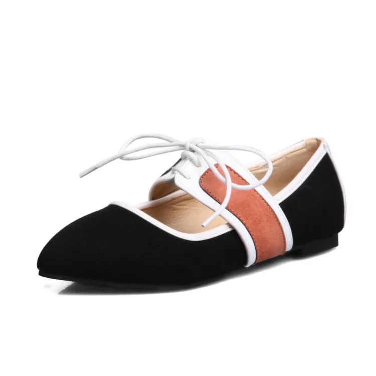 Women's Pointed Toe Color Block Flats Shoes