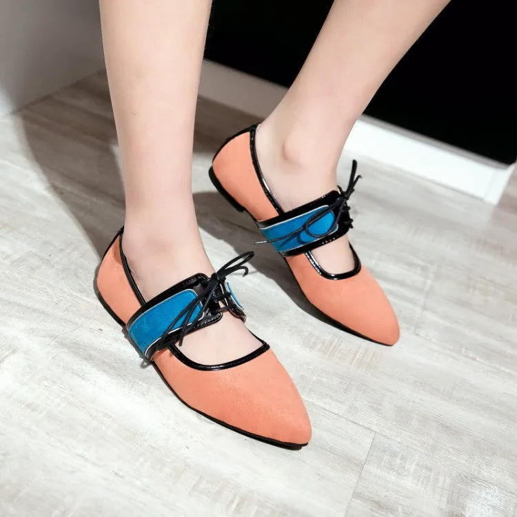 Women's Pointed Toe Color Block Flats Shoes