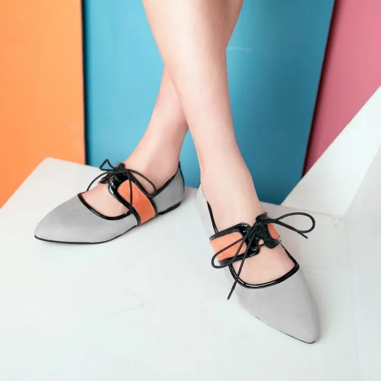 Women's Pointed Toe Color Block Flats Shoes