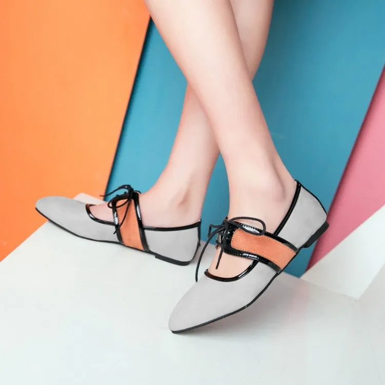 Women's Pointed Toe Color Block Flats Shoes