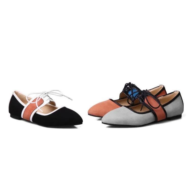 Women's Pointed Toe Color Block Flats Shoes