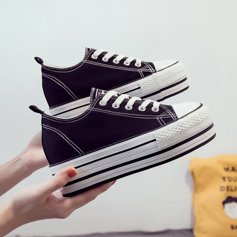 Women's Spring Versatile Korean Style Platform Canvas Shoes